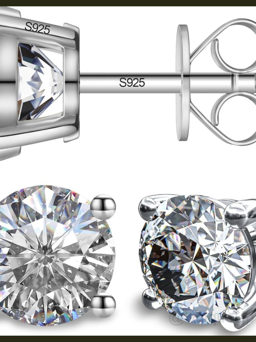 Moissanite Stud Earrings 925 Sterling Silver White Gold Plated Fine Jewelry